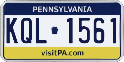 PA license plate KQL1561