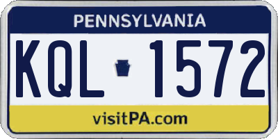 PA license plate KQL1572
