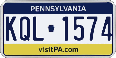 PA license plate KQL1574
