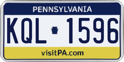 PA license plate KQL1596