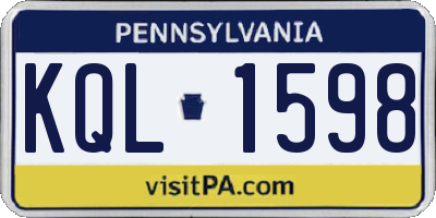 PA license plate KQL1598