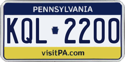 PA license plate KQL2200
