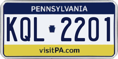 PA license plate KQL2201
