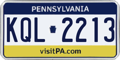 PA license plate KQL2213