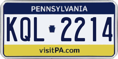 PA license plate KQL2214