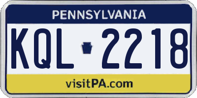 PA license plate KQL2218