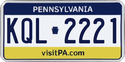 PA license plate KQL2221