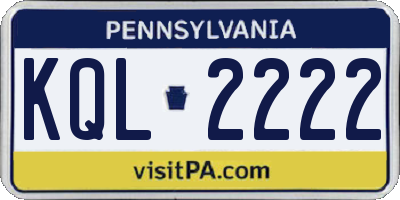PA license plate KQL2222