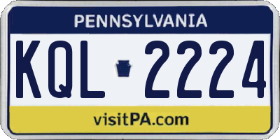 PA license plate KQL2224