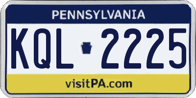 PA license plate KQL2225