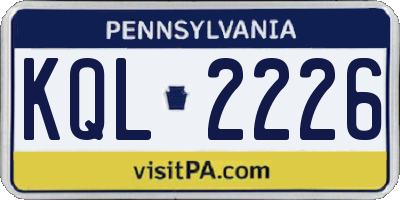 PA license plate KQL2226