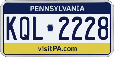 PA license plate KQL2228