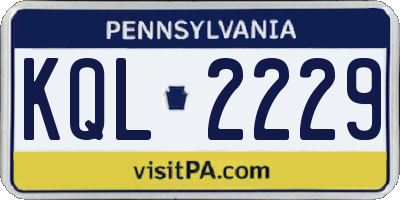 PA license plate KQL2229