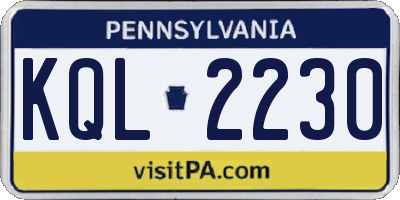 PA license plate KQL2230