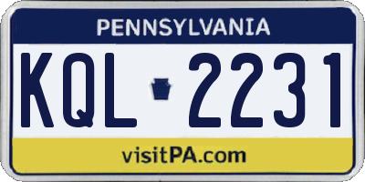 PA license plate KQL2231