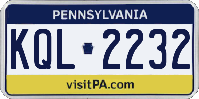 PA license plate KQL2232