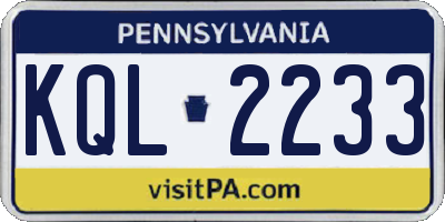 PA license plate KQL2233