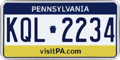 PA license plate KQL2234
