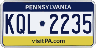PA license plate KQL2235