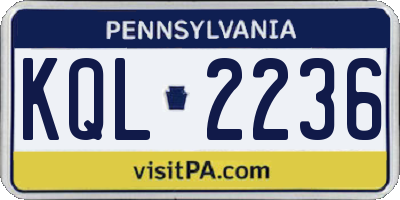 PA license plate KQL2236