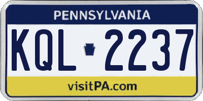 PA license plate KQL2237