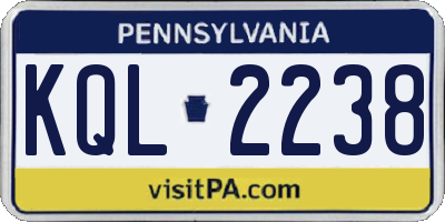 PA license plate KQL2238