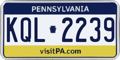 PA license plate KQL2239