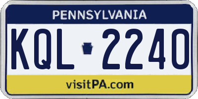 PA license plate KQL2240