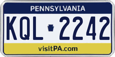 PA license plate KQL2242