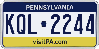 PA license plate KQL2244