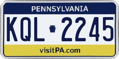 PA license plate KQL2245