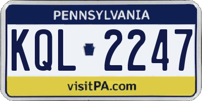 PA license plate KQL2247