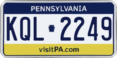 PA license plate KQL2249
