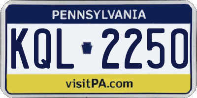 PA license plate KQL2250