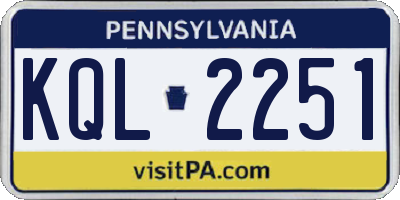 PA license plate KQL2251