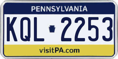 PA license plate KQL2253