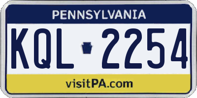 PA license plate KQL2254