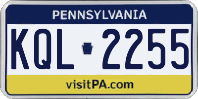 PA license plate KQL2255