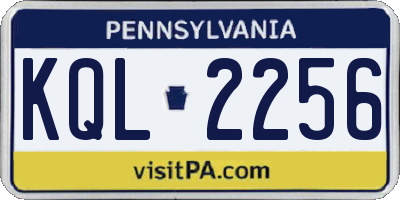 PA license plate KQL2256