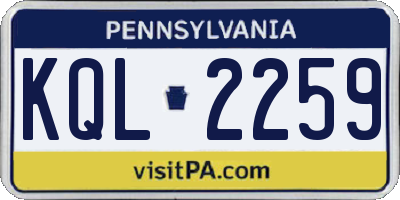 PA license plate KQL2259