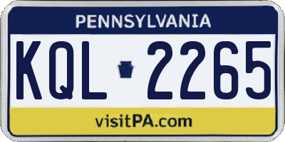 PA license plate KQL2265
