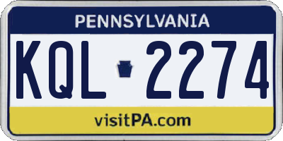 PA license plate KQL2274