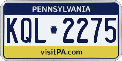 PA license plate KQL2275