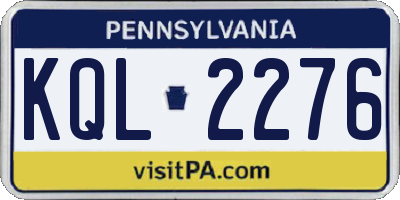 PA license plate KQL2276