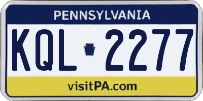 PA license plate KQL2277