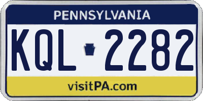 PA license plate KQL2282