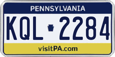 PA license plate KQL2284