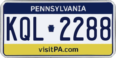 PA license plate KQL2288