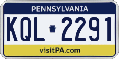 PA license plate KQL2291