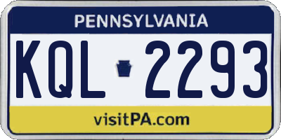 PA license plate KQL2293